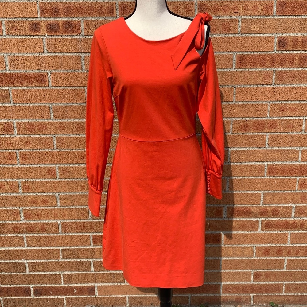 Simona Maghen Caprice Dress Long Sleeve Fit & Flare Single Cold Shoulder size 8